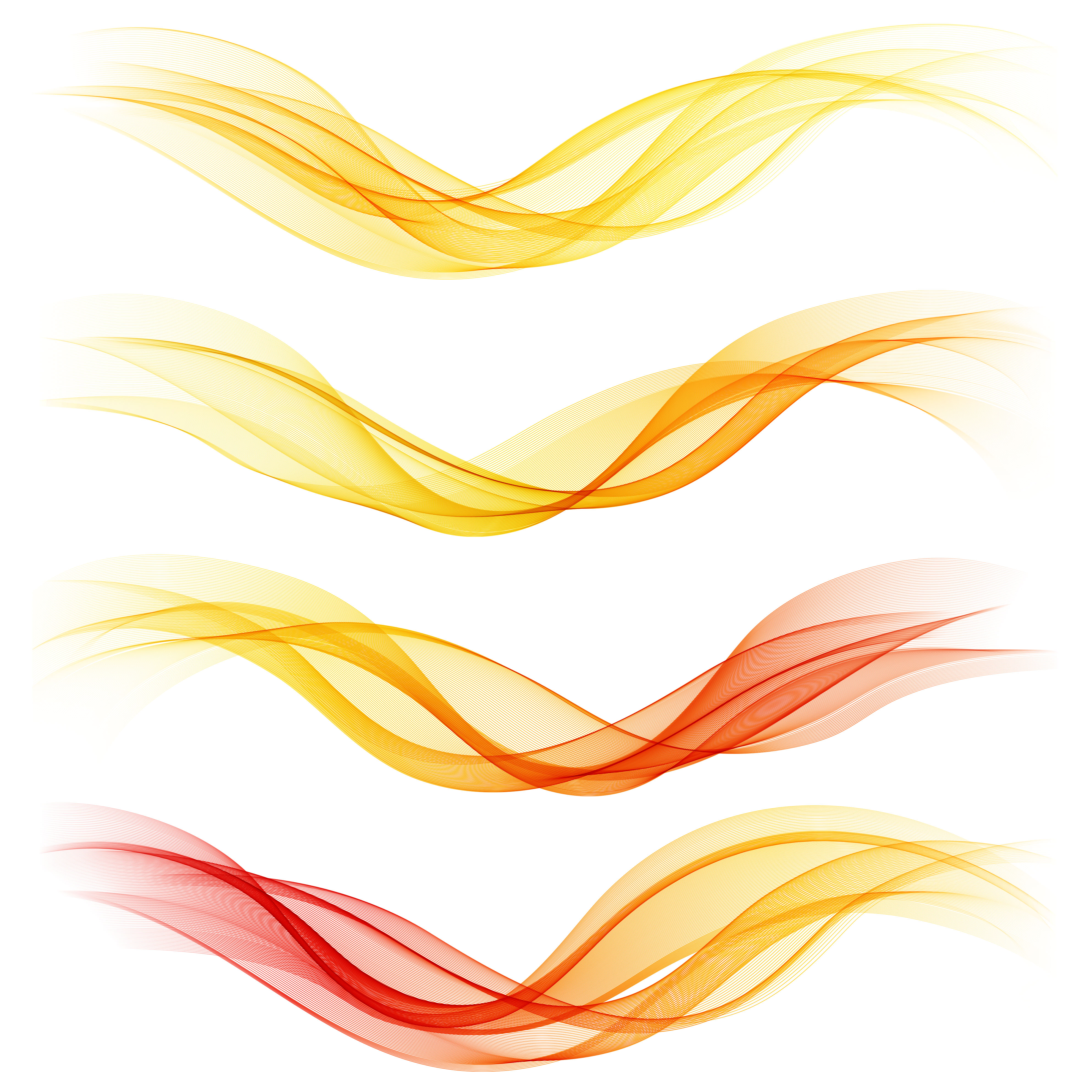 Set of abstract orange waves. Vector illustration EPS 10